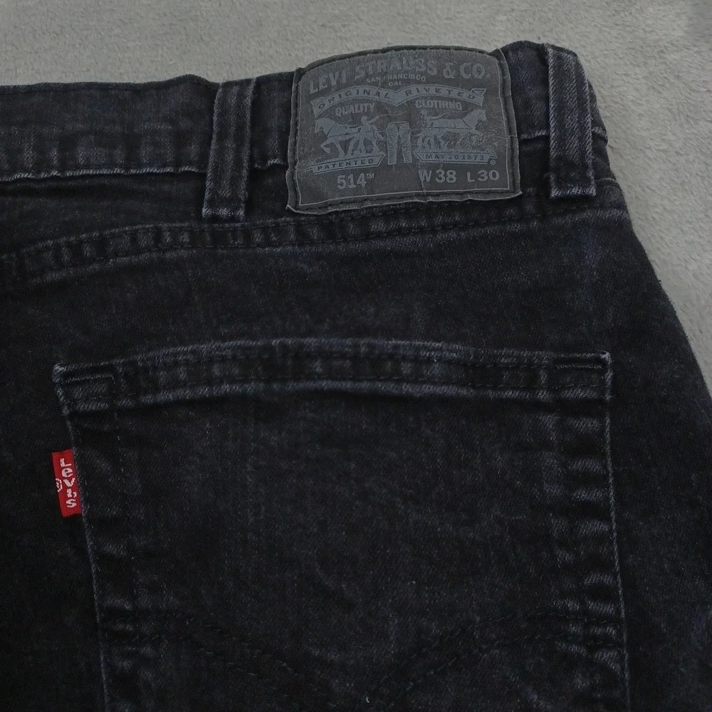 Levis 514 Jeans‎ Mens 38x30 Black Denim Casual Straight Fit Modern Distressed